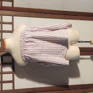 Express Purple and White Striped Off the Shoulder Puffed Sleeves Top Sz M